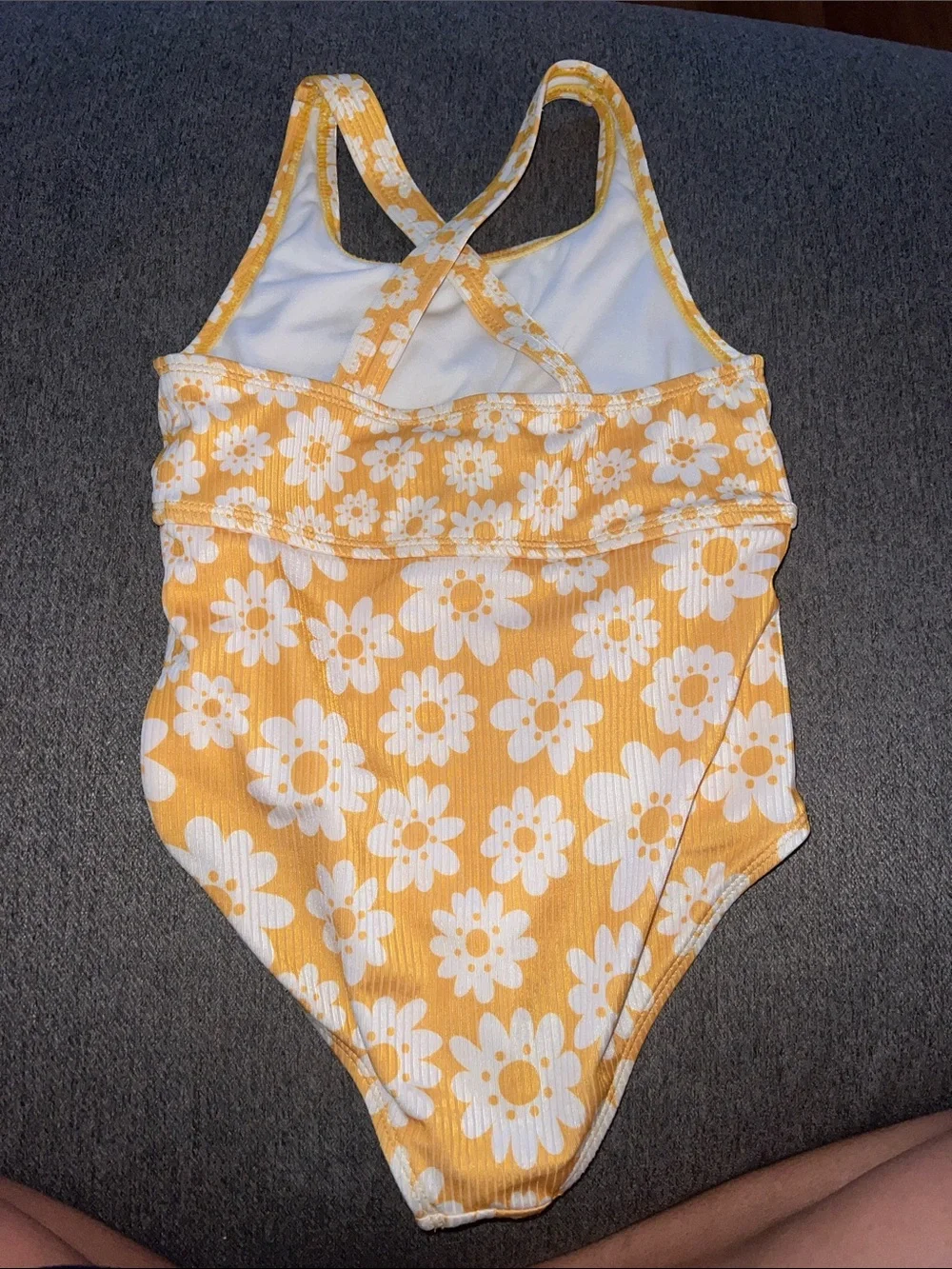 wonder nation Yellow and White Daisy One-Piece Swimsuit